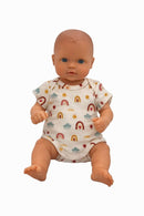 Dukketøj, Body m. mønster Str. 38-41 dukke siddende