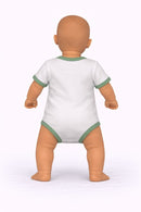 Dukketøj, Body i hvid Str 38-41 - stående dukke bagfra