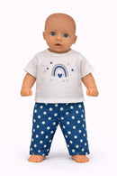 Dukketøj, T-shirt m. print &  buks 38-41 dukke stående