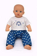 Dukketøj, T-shirt m. print &  buks 38-41 dukke siddende