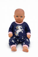 Dukketøj, Sæt m. trøje & buks Str. 38-41 - siddende dukke