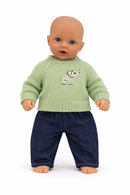 Dukketøj, Strik og bukser Str.38-41 Grøn dukke stående