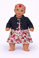 Dukketøj, Kjole & denimjakke Str. 38-41 - dukke stående jakke og kjole 