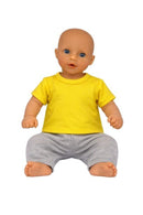 Dukketøj, T-shirt i Gul Str. 38-41 - dukke siddende