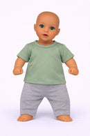 Dukketøj, T-shirt Grøn Str. 38-41 dukke med tshirt 