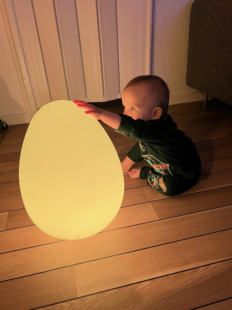 Ægget lampe med LED lys - 16 farver - Ø:30 cm - inkl fjernbetjening.