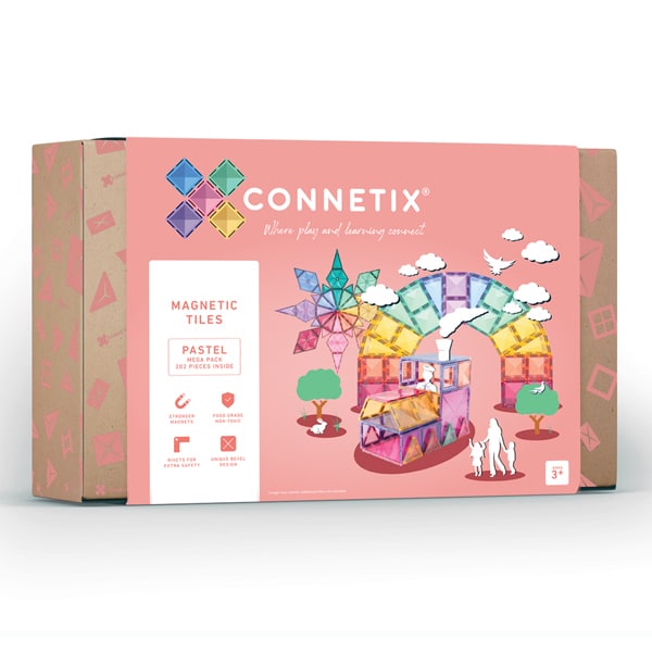 Connetix - Megapakke Magnetisk Legetøj - Pastelfarver - 202 dele.