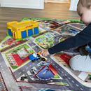 Stort Legetæppe - By/Trafik Motiv + 2 Plastbiler - 180x130 cm.