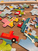 Puslespil i træ fra VIGA- Bytransport - 48 brikker.