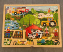 Puslespil i træ fra VIGA- på bondegården - 48 brikker.