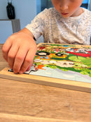 Puslespil i træ fra VIGA- på bondegården - 48 brikker.