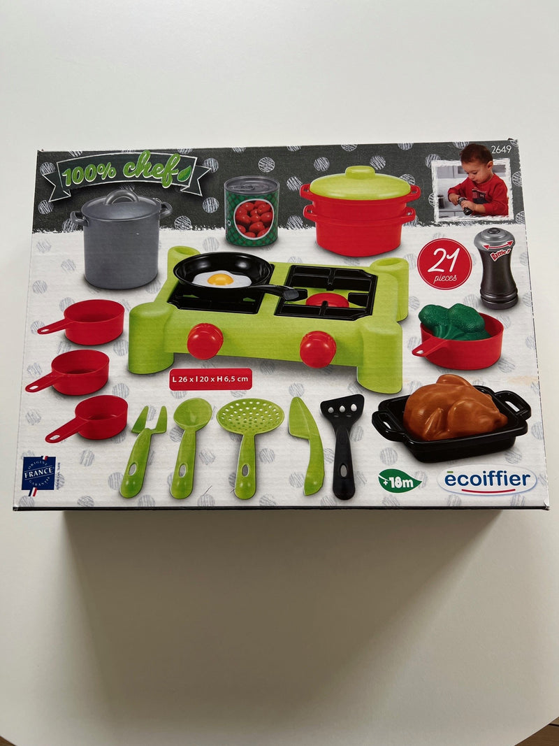 Ecoiffier - Legekøkkensæt med kogeplade - 21 dele
