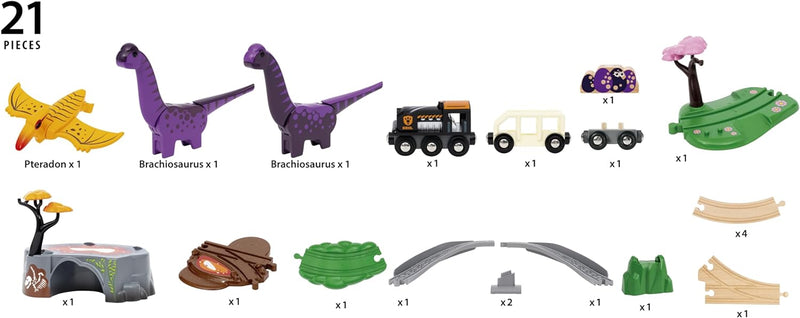 BRIO Togbanesæt med 3 dinosaurer