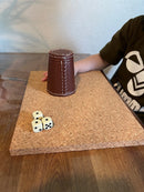 Raflebæger 10 stk - Læder/Grøn filt - Ø:6,5 x 9 cm