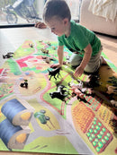 Legetæppe med bondegårds-tema og dyrefigurer - 100x150 cm.