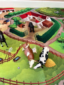 Legetæppe med bondegårds-tema og dyrefigurer - 100x150 cm.