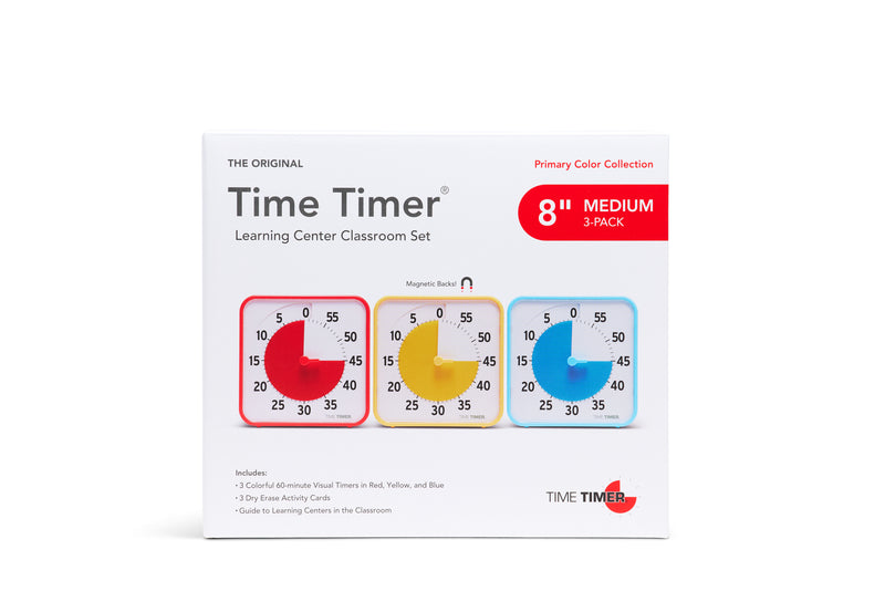 Time Timer 8" visuelt ur - 3 stk - Rød/Gul/Blå