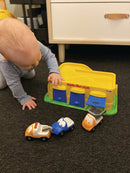 Gul Funcars Bilgarage med 3 biler fra Dantoy. - Billede 1