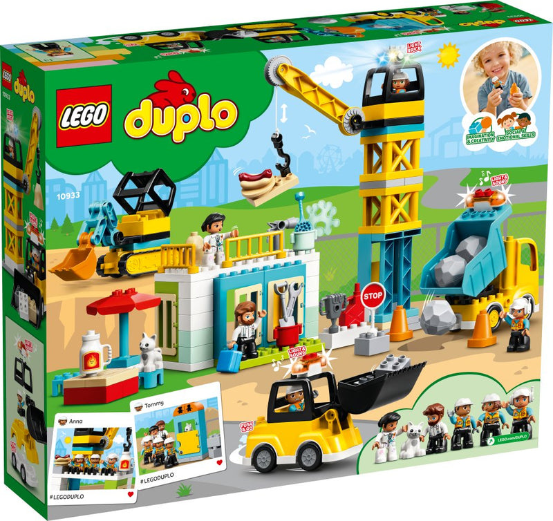 LEGO DUPLO - Byggeplads med tårnkran - 10933 - 123 dele. - Billede 1