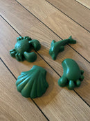 Scrunch sandforme i silikone - 4 stk - mørkegrøn. - Billede 1