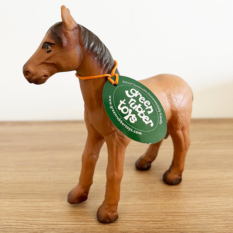 Dyr - Rødbrun Hest fra Green Rubber Toys - L:15 cm.