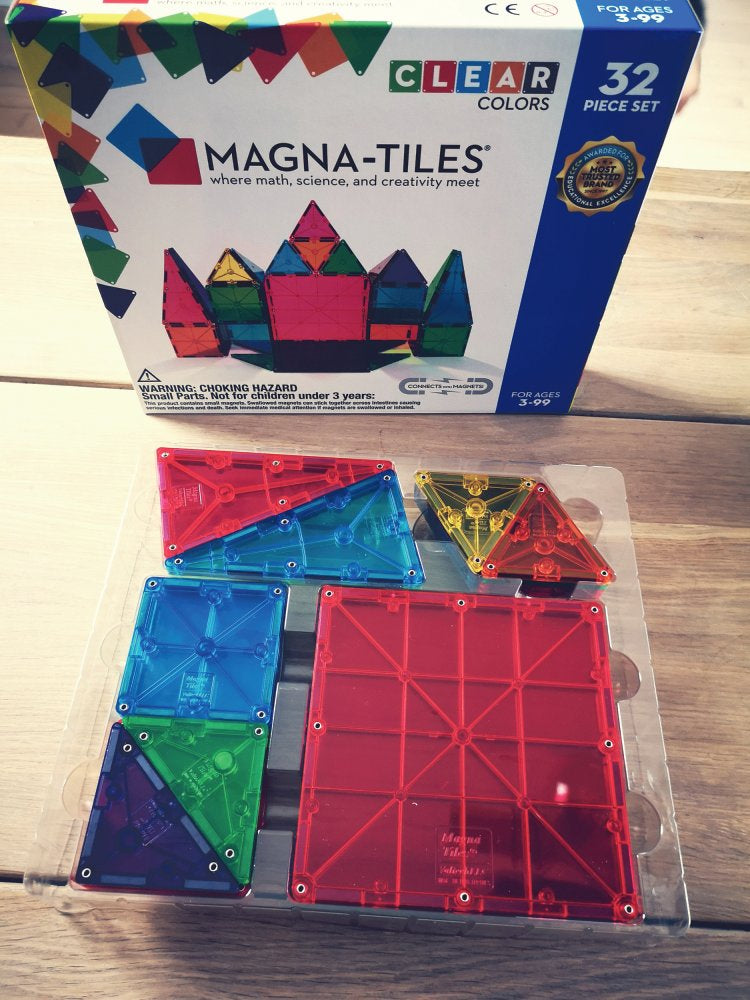 Magna-Tiles - 32 stk. transparente magnet byggeplader. - Billede 1
