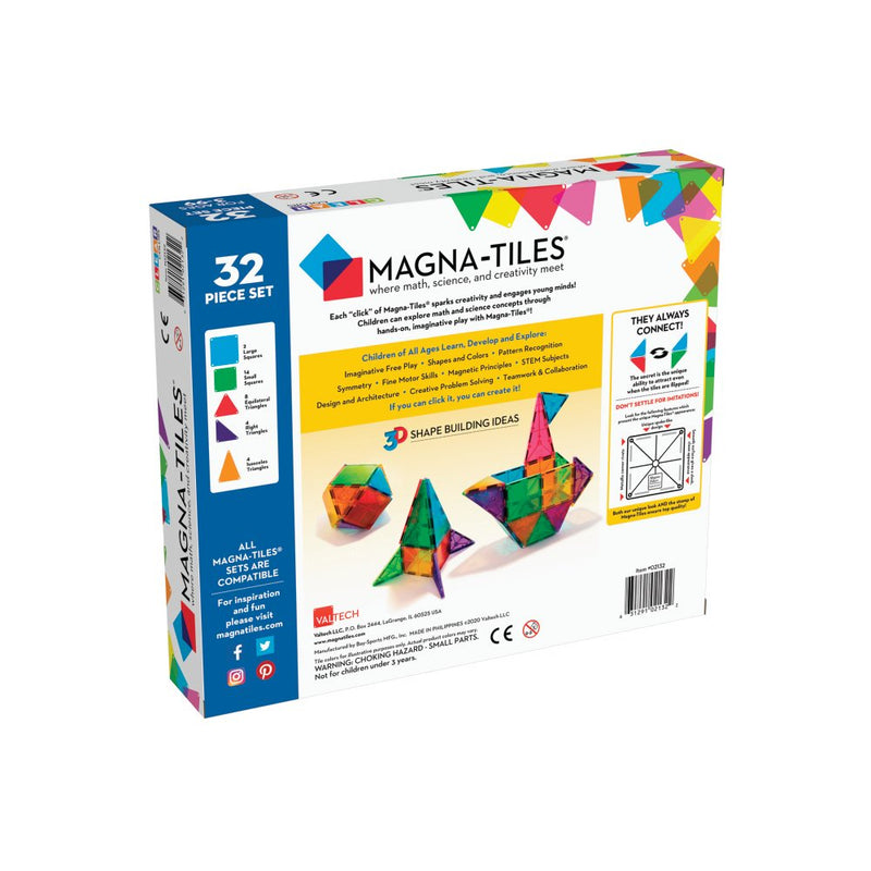 Magna-Tiles - 32 stk. transparente magnet byggeplader. - Billede 1