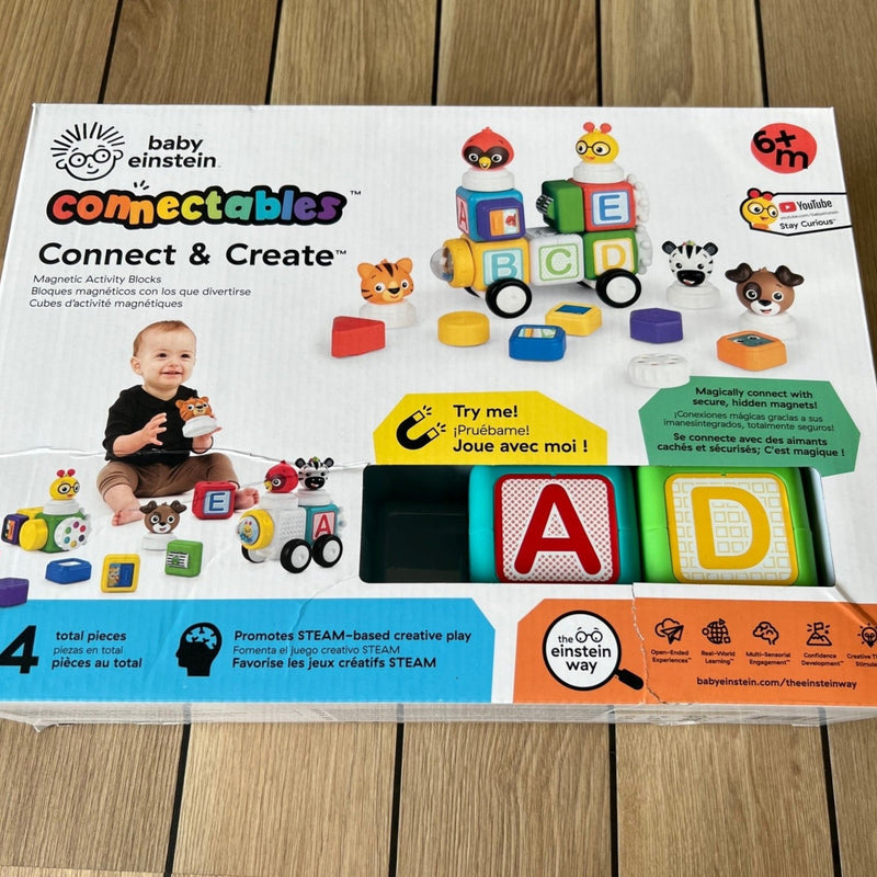 Baby Einstein Connectables - Connect & Create - Magnetiske Aktivitetsklodser - 6 mdr