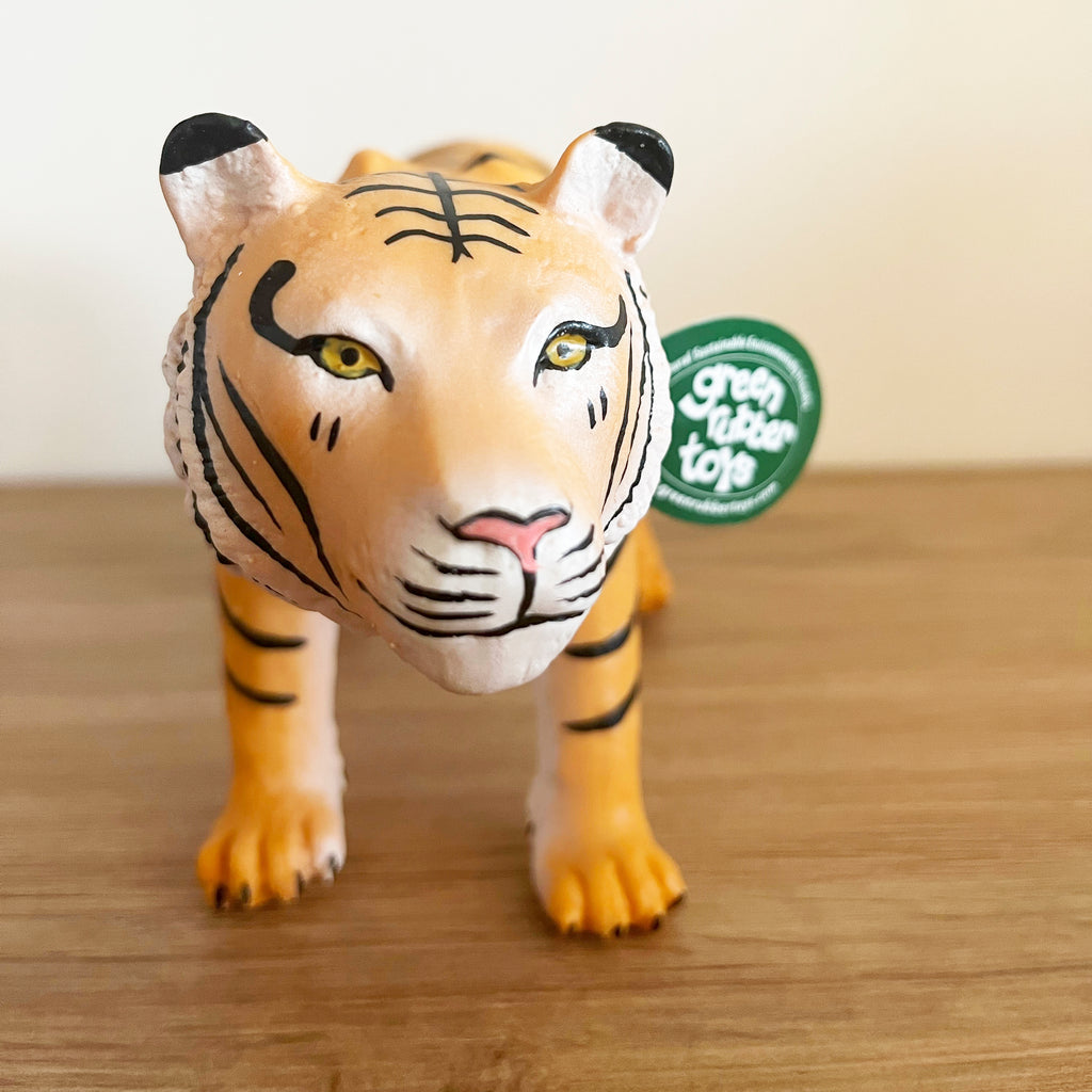 Lee ved siden af mover Dyr - Stor Tiger fra Green Rubber Toys - L:20 cm.
