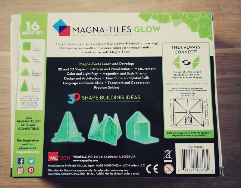 Magna-Tiles Selvlysende - 16 stk. Glow In The Dark. - Billede 1