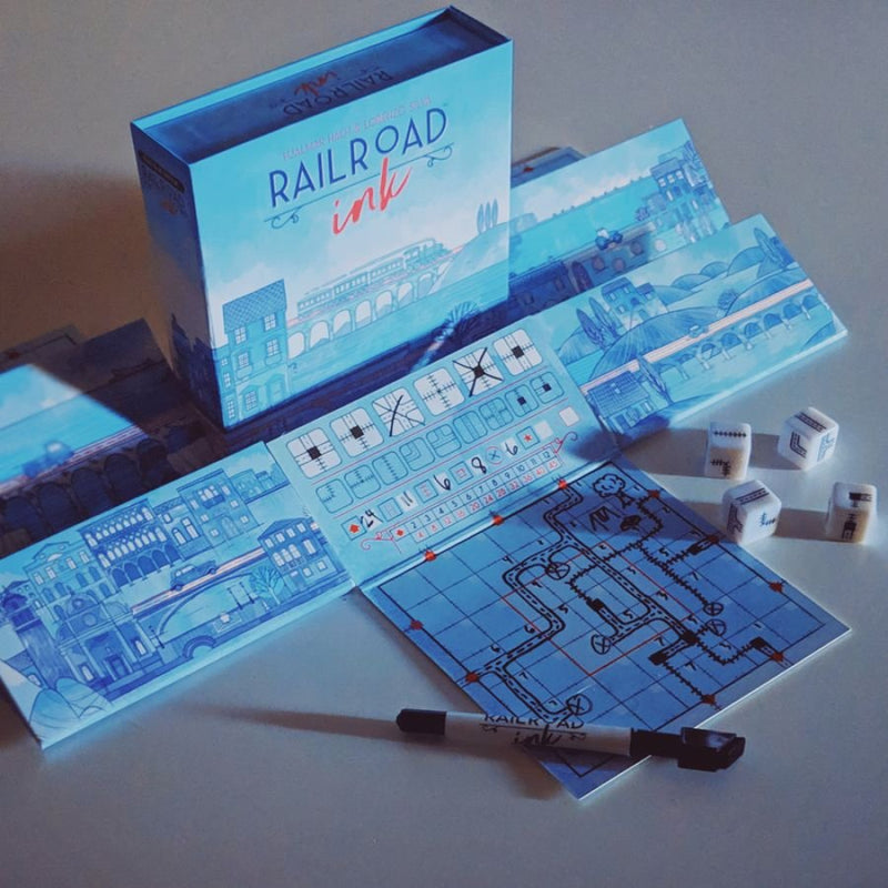 Railroad Ink - Deep Blue Edition - Asmodee - Fra 8 år. - Billede 1