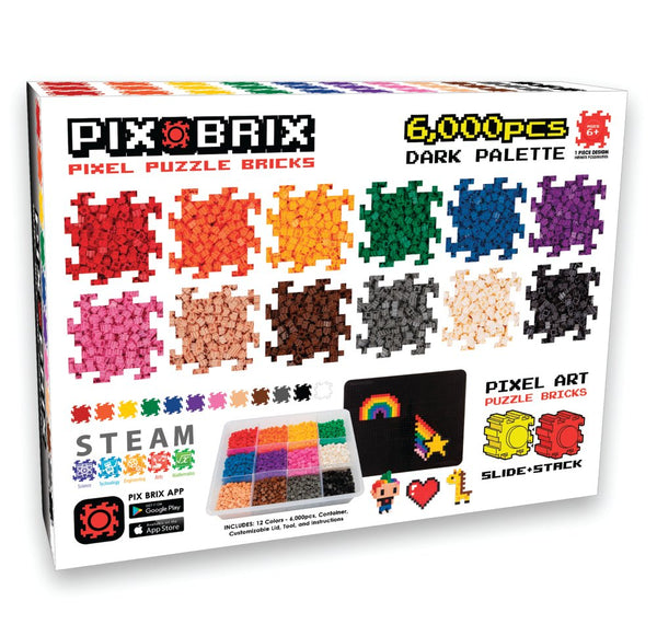 Pix Brix - Dark Colormix - 6000 stk i opbevaringsboks - Fra 5 år - Billede 1