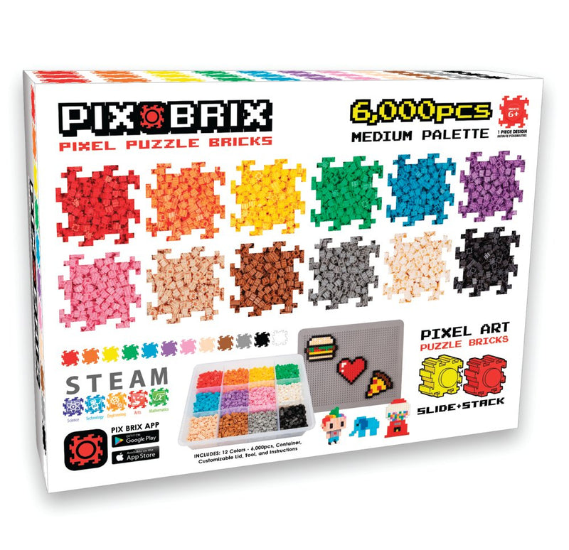 Pix Brix - Medium Colormix - 6000 stk i opbevaringsboks - Fra 5 år - Billede 1