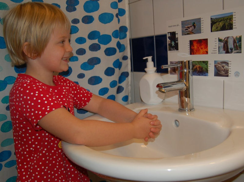 Vask Mig Klog Læringsark til hånd og hårvask - For 0-5 årige - Billede 1