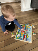 Puslespil i træ fra VIGA- Bytransport - 48 brikker.