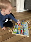 Puslespil i træ fra VIGA- Bytransport - 48 brikker.