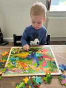 Puslespil i træ fra VIGA- Dinosaurs - 48 brikker.