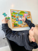 Puslespil i træ fra VIGA- På byggepladsen - 48 brikker.