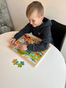 Puslespil i træ fra VIGA- På byggepladsen - 48 brikker.