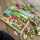 Puslespil i træ fra VIGA- på bondegården - 48 brikker.