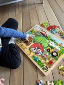 Puslespil i træ fra VIGA- på bondegården - 48 brikker.