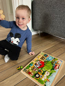 Puslespil i træ fra VIGA- på bondegården - 48 brikker.