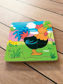 Puslespil i træ fra VIGA - Vokse Høne - 4 lag - 21 brikker. - Billede 1