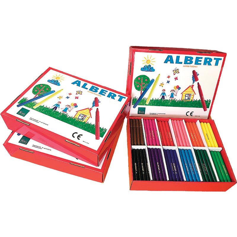 Albert Jumbo Tuscher - 12 farver x 12 stk - 1 kasse med 144 stk.