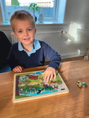 Nathan træpuslespil - Sæt med 4 stk - Verdens Dyr - fra 3 år. - Billede 1