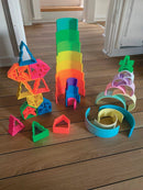 Dëna huse, figurer & træer i silikone - neonfarver - 18 dele - Billede 1