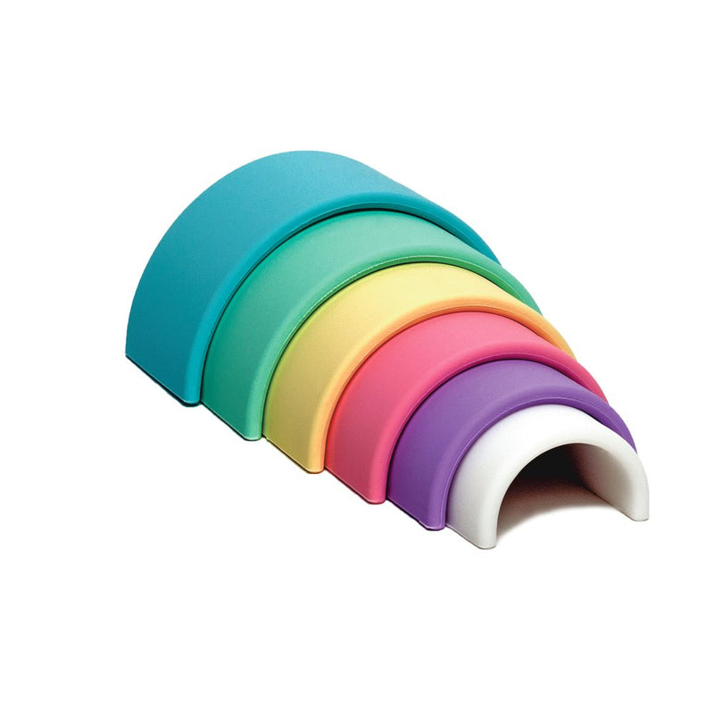Dëna regnbue i silikone - pastelfarver - 6 dele - Billede 1