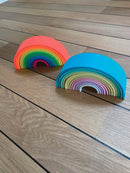 Dëna stor regnbue i silikone - pastelfarver - 12 dele - Billede 1