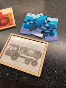 Nathan træpuslespil - Sæt med 4 stk - Køretøjer - fra 3 år. - Billede 1