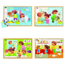 Nathan træpuslespil - Sæt med 4 stk - Rengøring - fra 3 år. - Billede 1